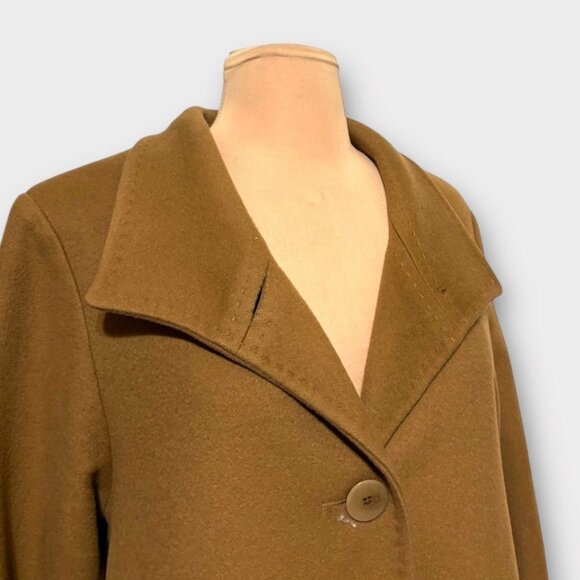 FLEURETTE Camel Stand Collar Car Coat 12 Italian Wool Women Classic Quiet Luxury - Picture 7 of 9